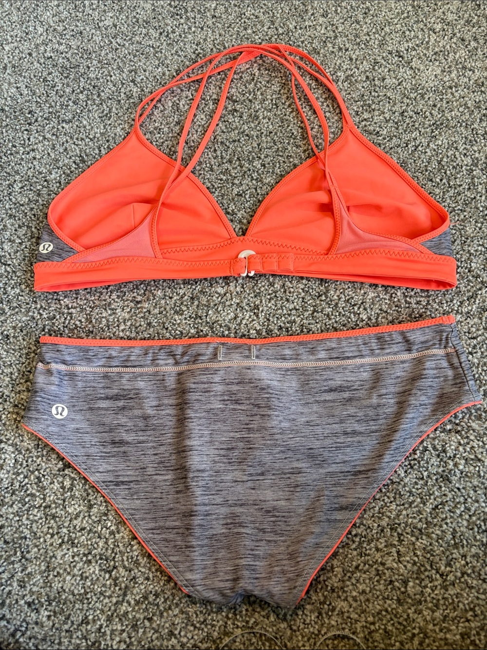 lululemon athletica Neon Orange Strappy Triangle Bikini Set reversible - Picture 4 of 4